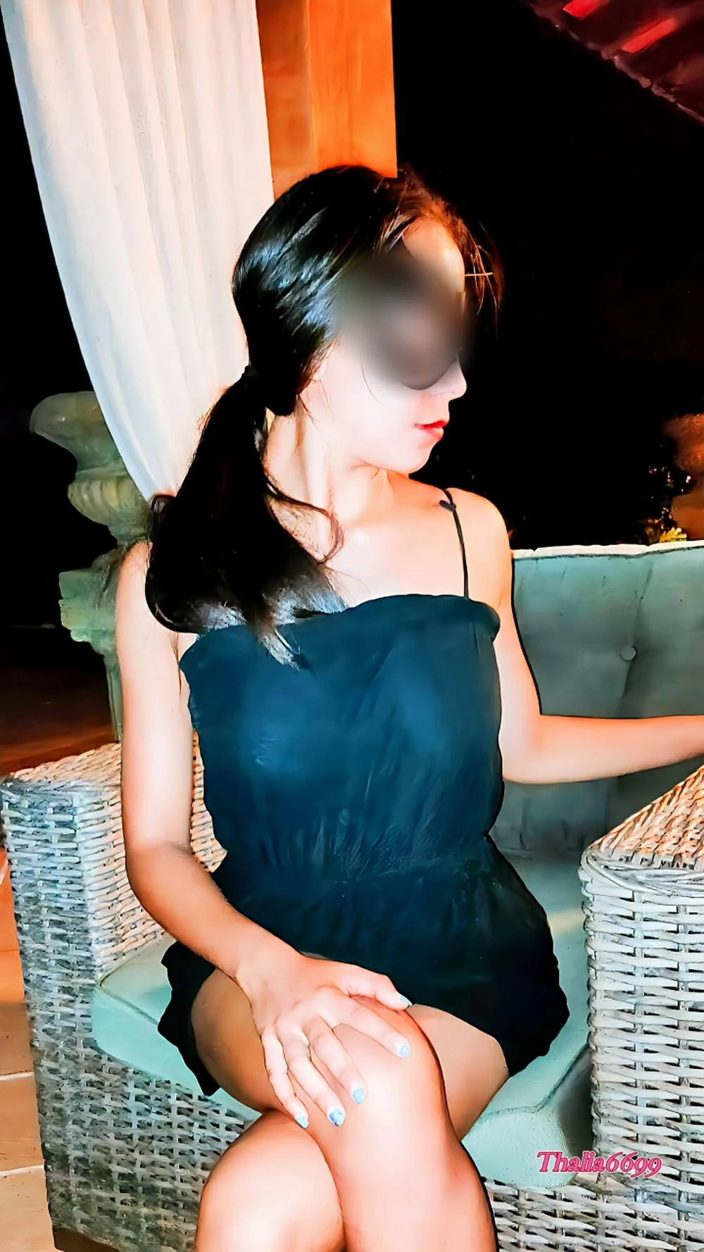 Latina teasing on her chair at night 🖤 #4