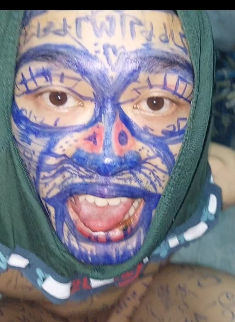 Masturbate with funny body paint #37