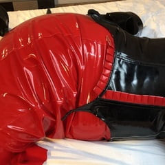 Red PVC Dress and High Heels