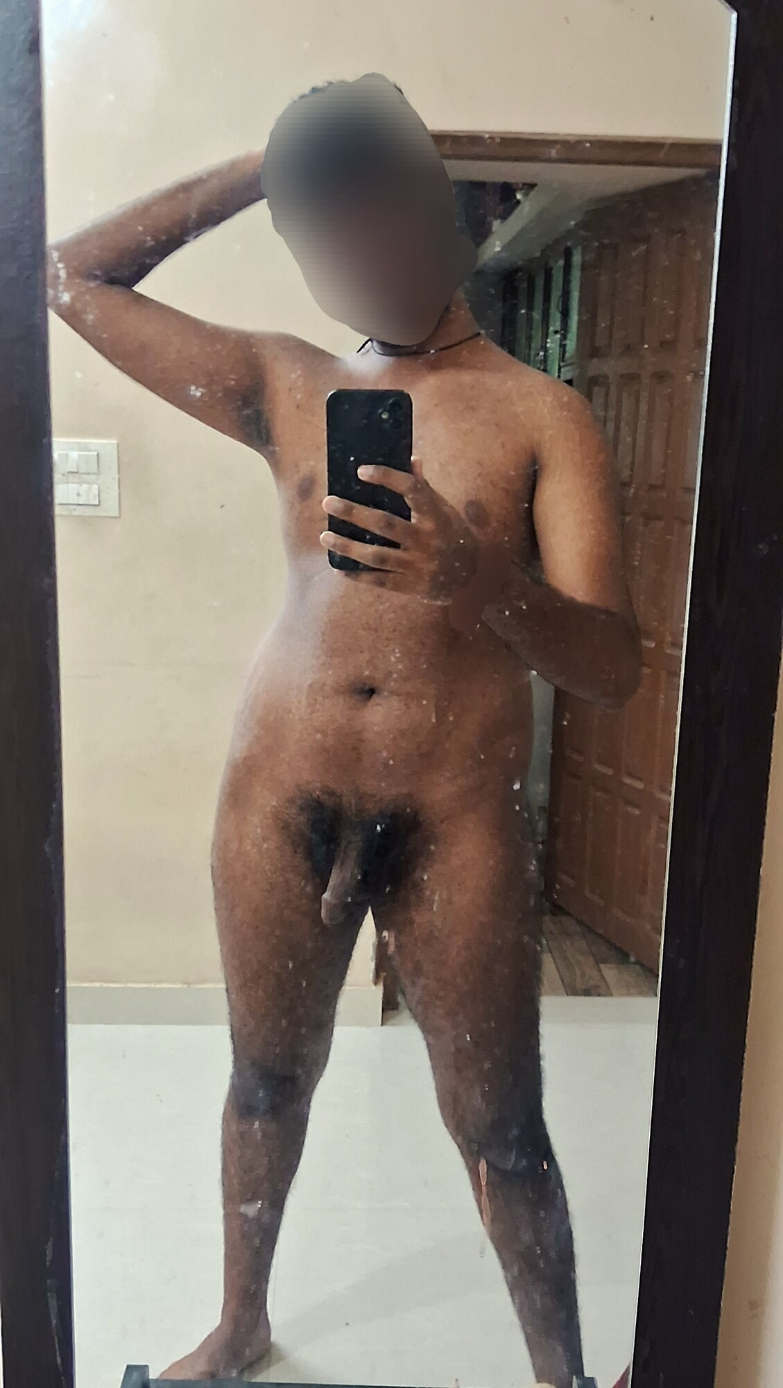 Nude Indian Male Shaved Body Selfie