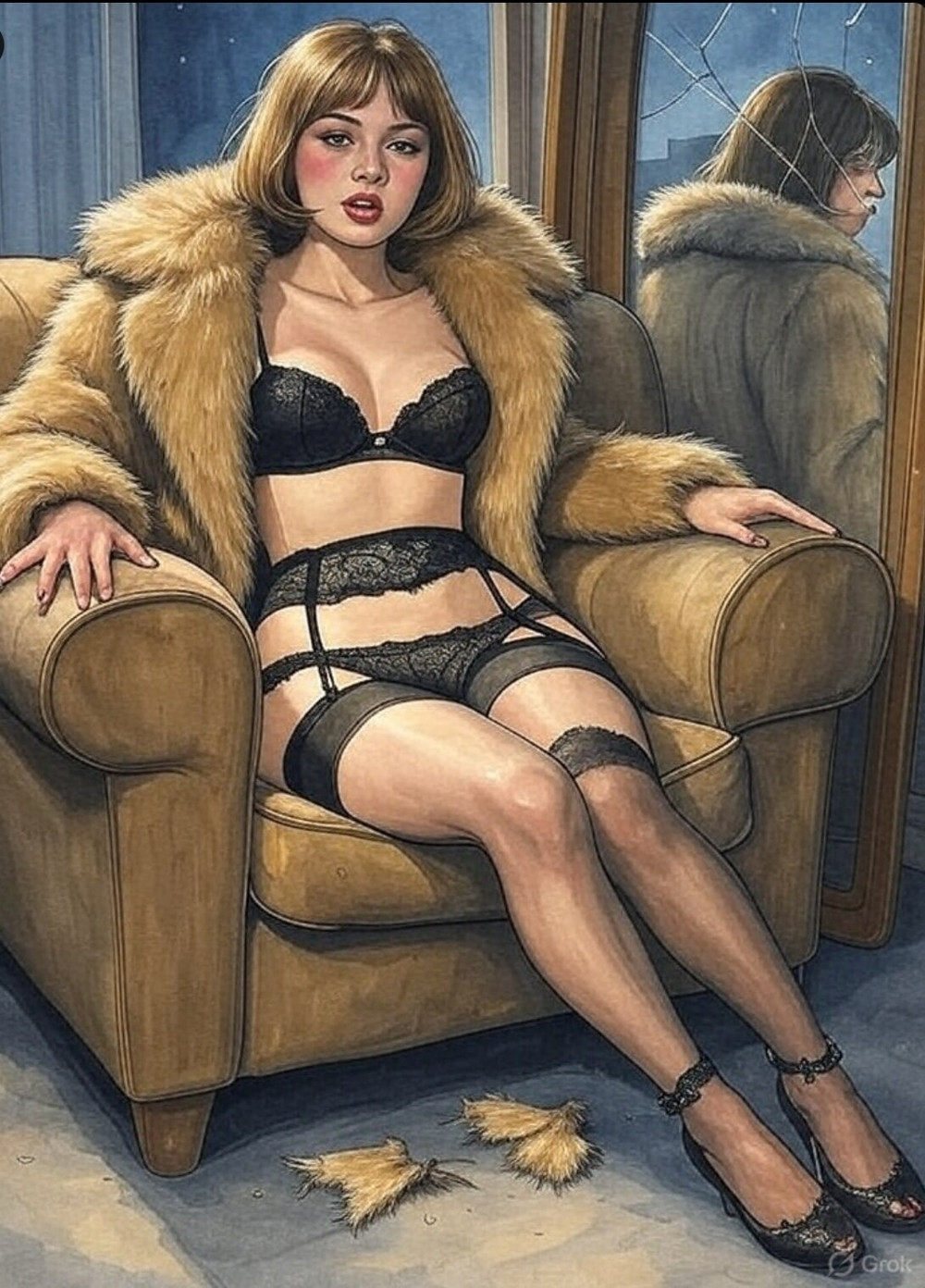 Pixwhores Experimental: Fur Coat & Knickers #26
