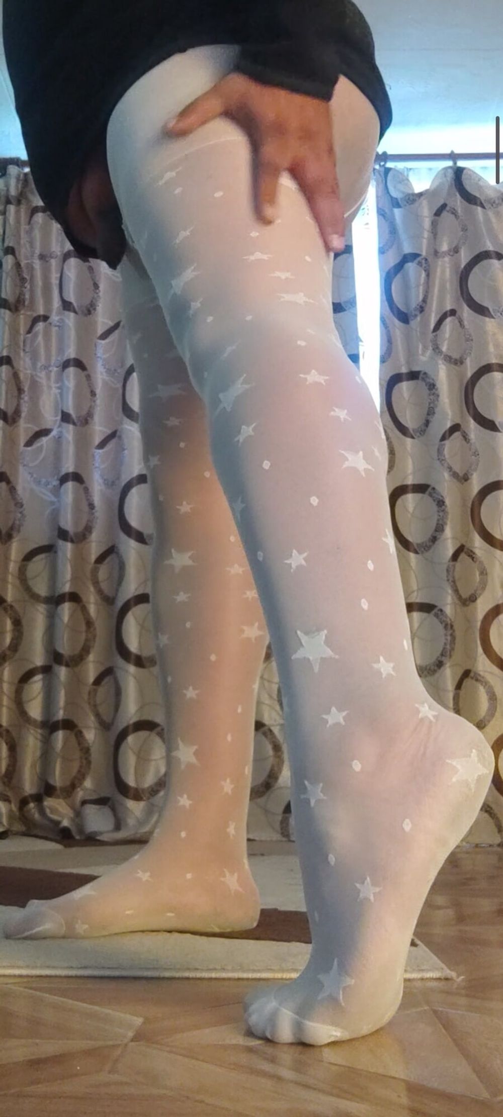 Teen white pantyhose with stars #23