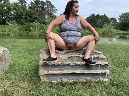 sexy bbw outdoors at the park         