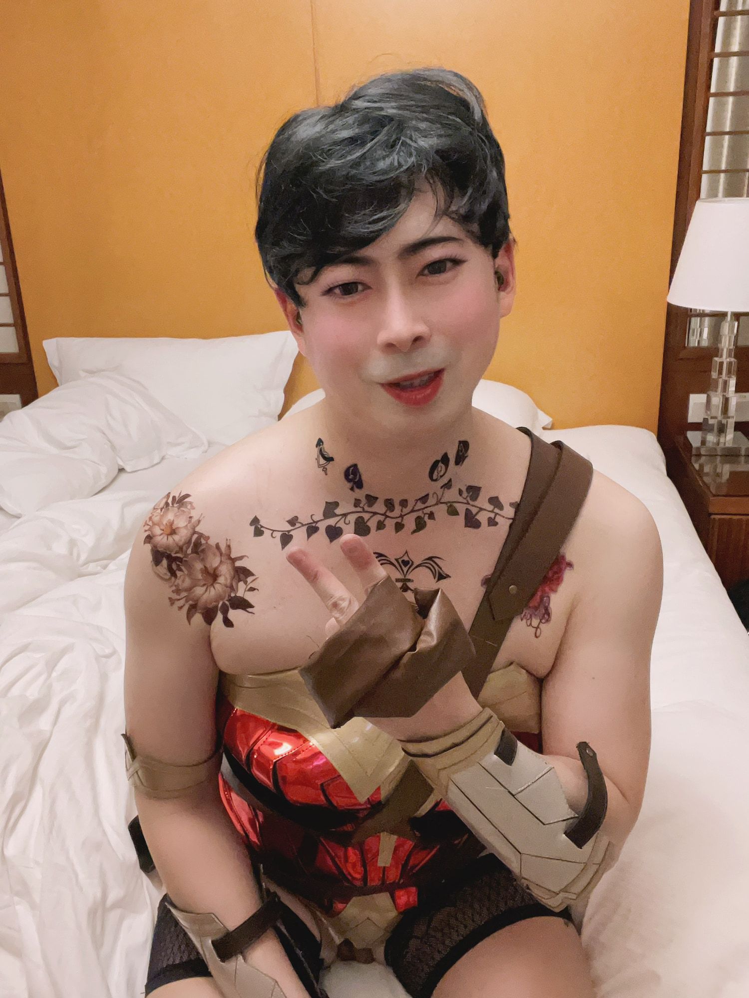 Asian sissy slut in wonder woman custome with tattoo #27
