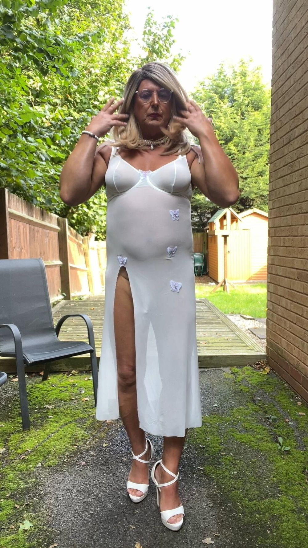 Crossdresser kellycd2022 in white dress and heels  #52