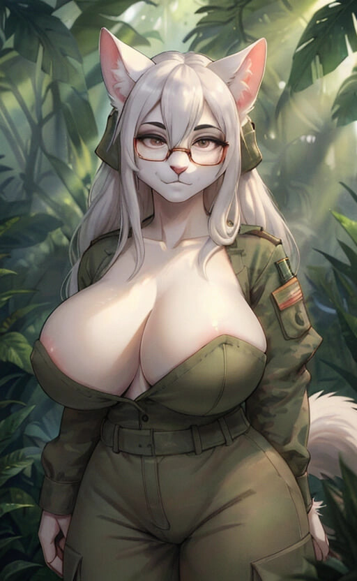 hot furry soldier in forest (Ai generated) #20