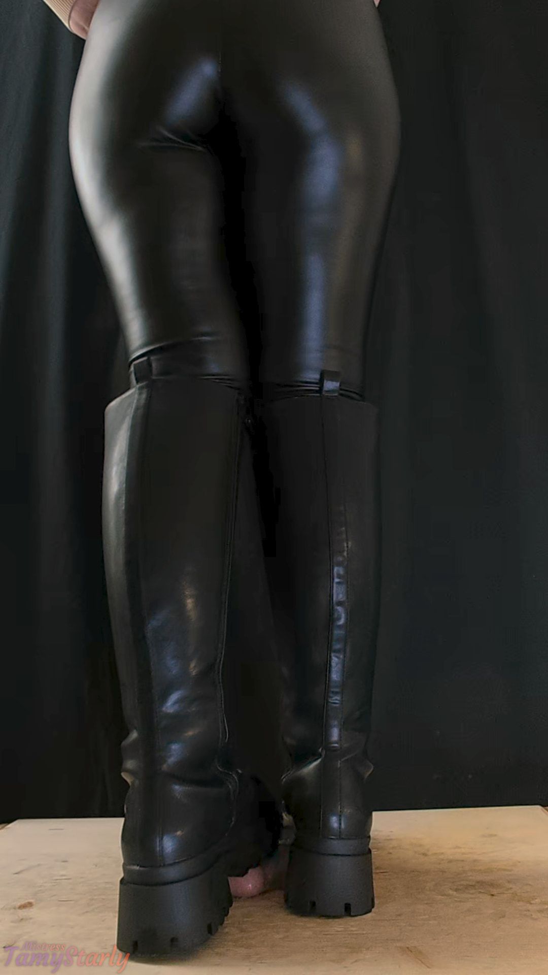Military Mistress High Combat Leather Boots Cock Crush #11
