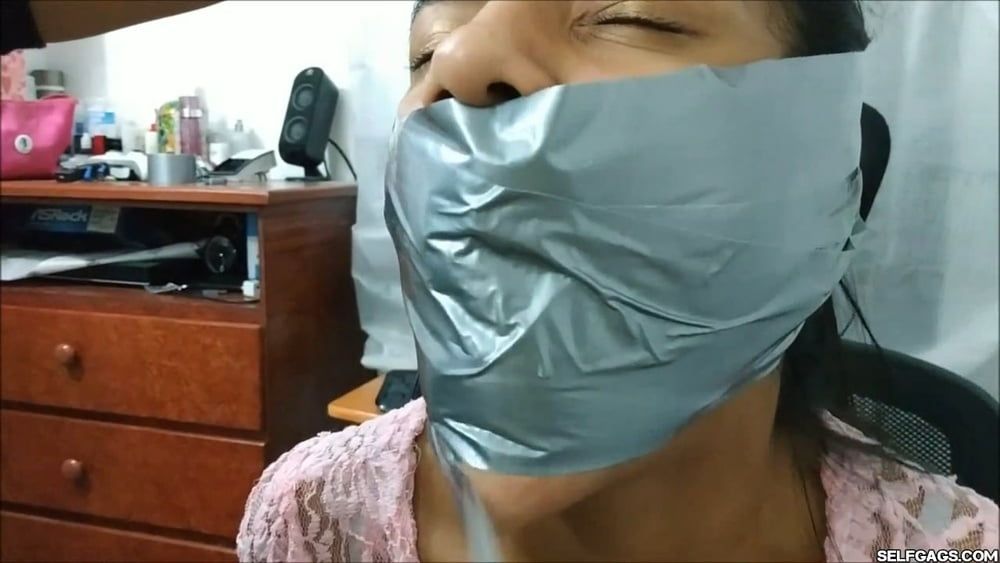 Petite Girl Silenced With BIG Tape Gag! - Selfgags #9