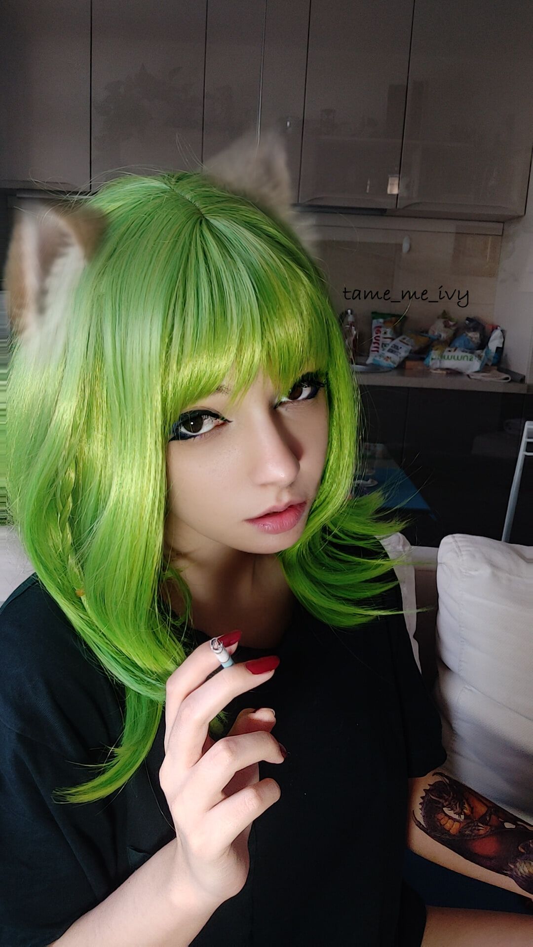 Green Egirl Smoking #2