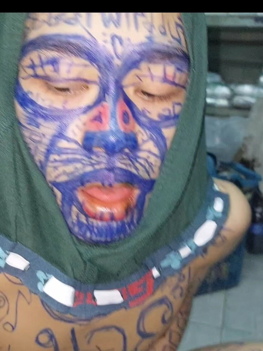Masturbate with funny body paint #36