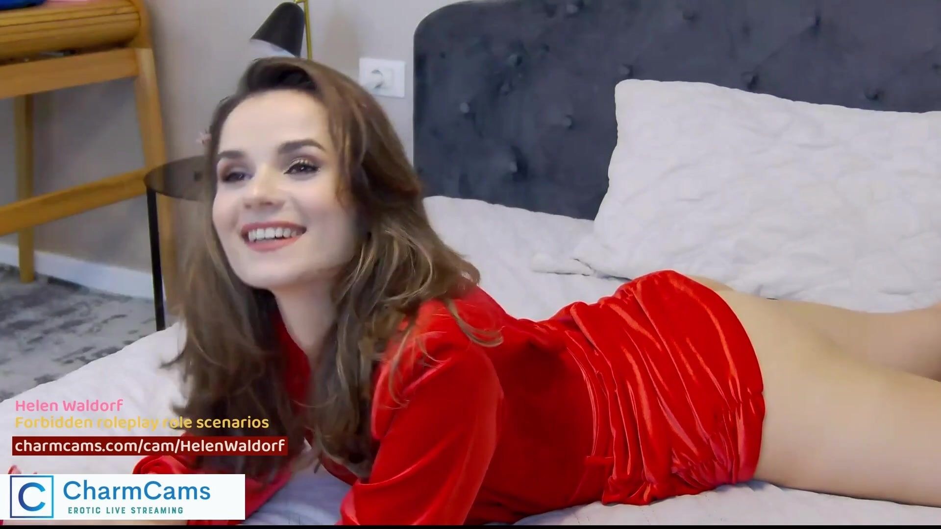 In bed with my red dress. #43