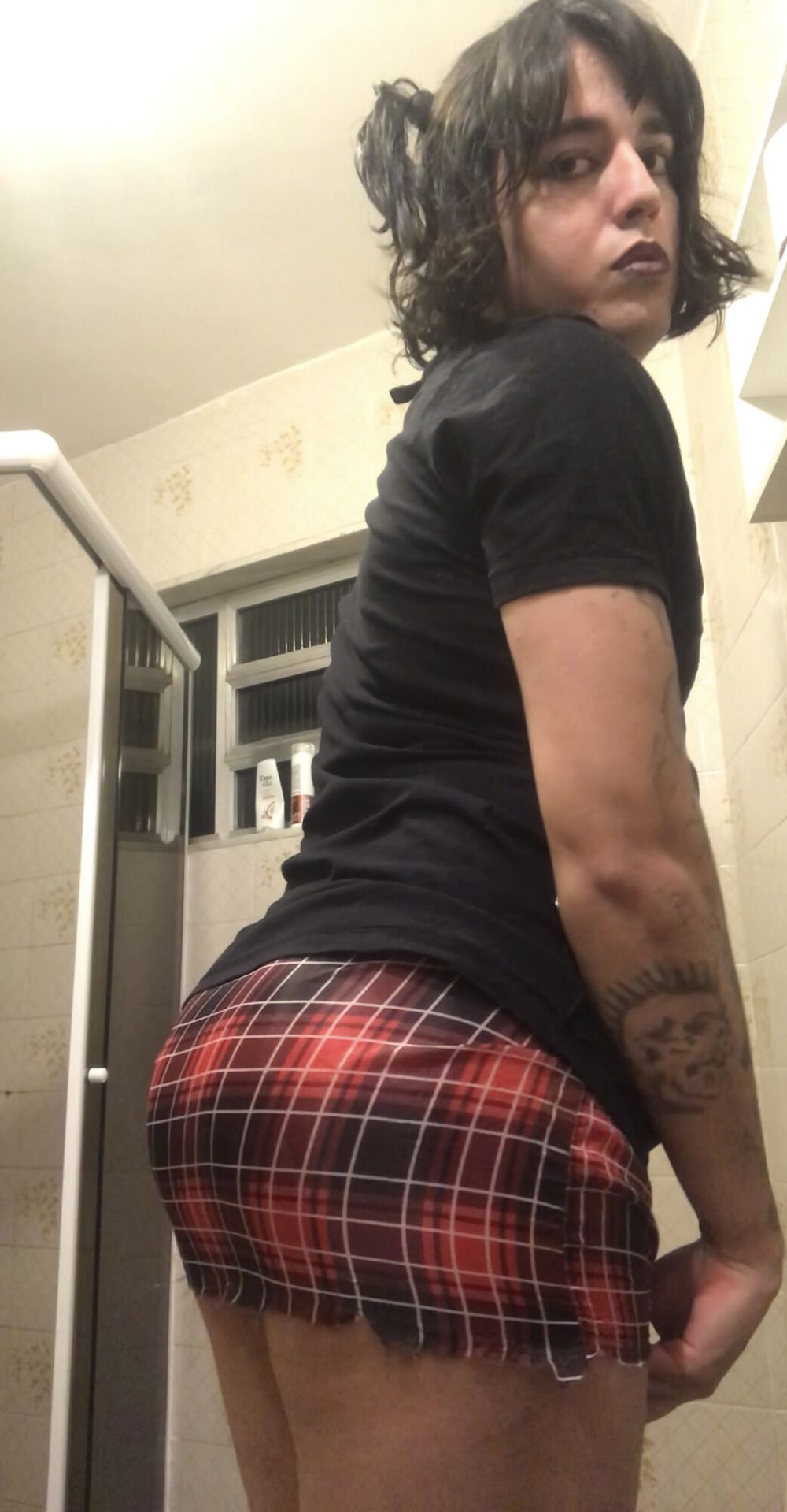 Shemale big ass brazilian punk tgirl latina plaid skirt #2