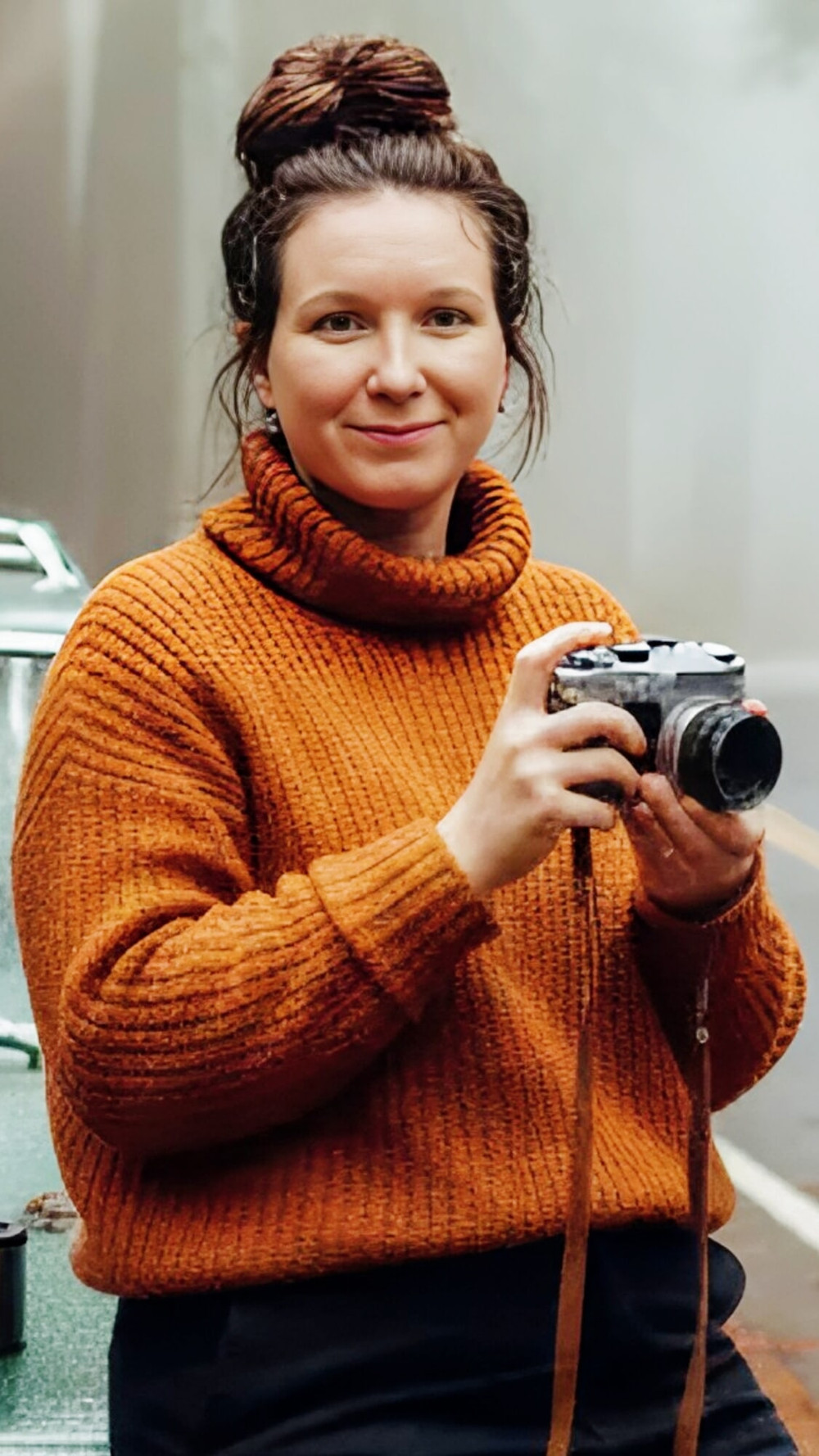 I posed in orange sweaters and nude for my 61f Arab mistress #3