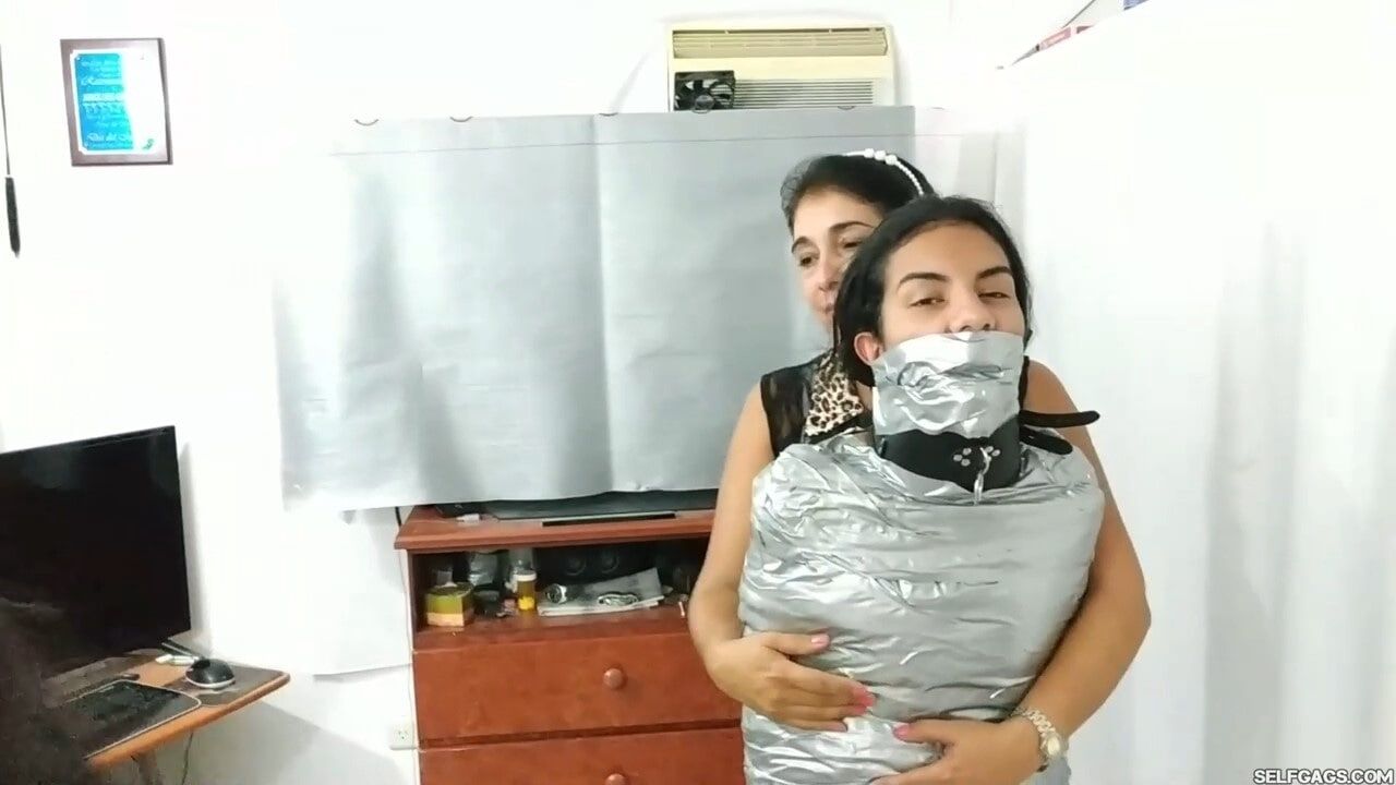 Heavily Duct Tape Mummified By Crazy Bondage Women #38