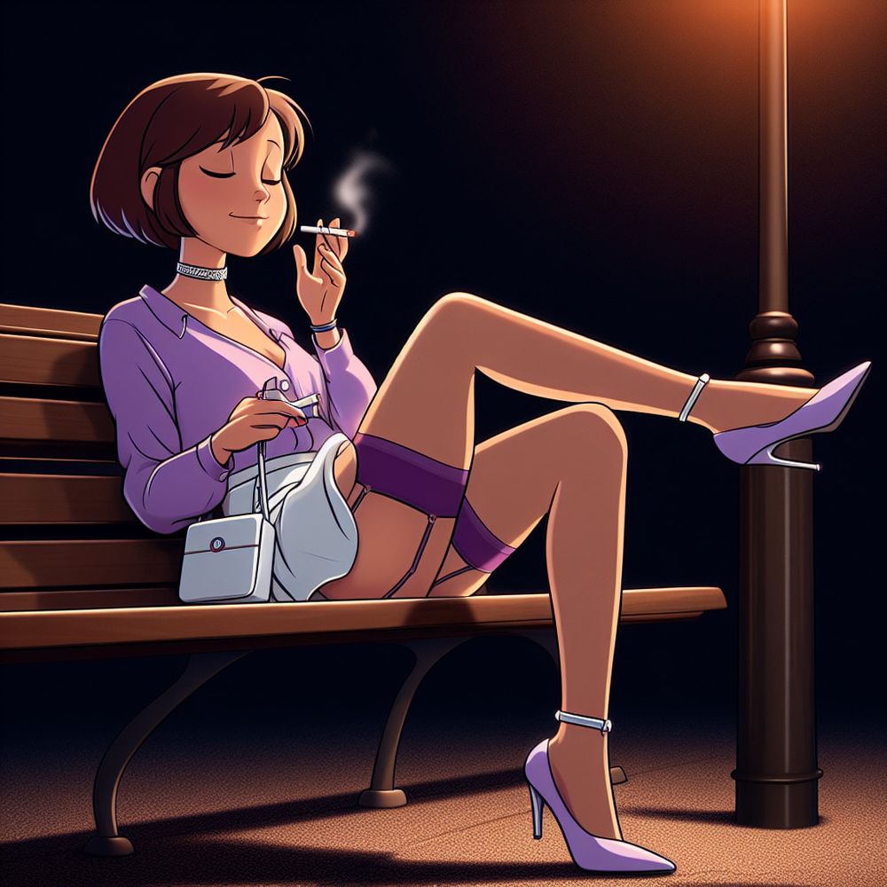 Purple Stockings Smoking. #3