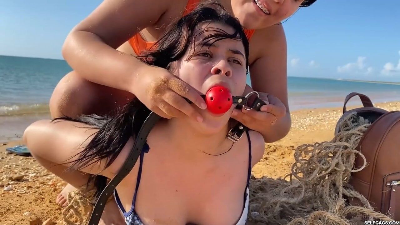 Hogtied And Ball Gagged In Sea Water - Selfgags #6