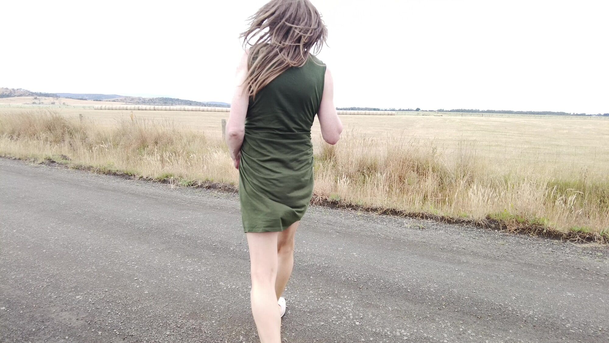 Crossdress - Roadtrip - Rural Drive - Green Dress #10