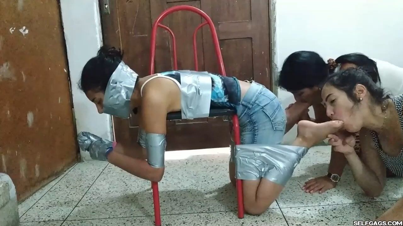 Bent Over For Lesbian Feet Worship In Bondage - Selfgags #35