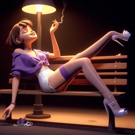 purple stockings smoking         