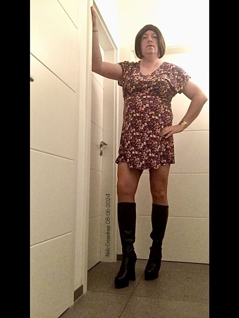 Nicki-Crossdress Summer-Dress, Stockings &amp; Boots #2