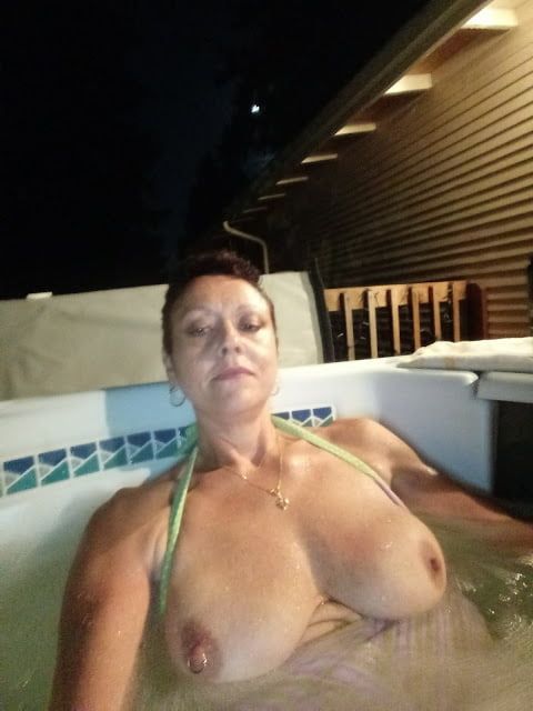 Nighttime hot tub fun #26