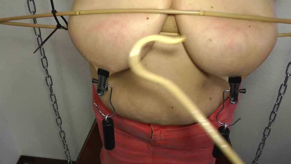Cane breasts bondage #4