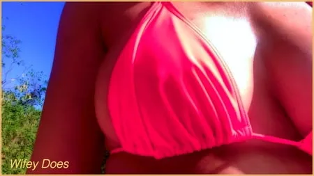 wifey shows her hot pink bikini         