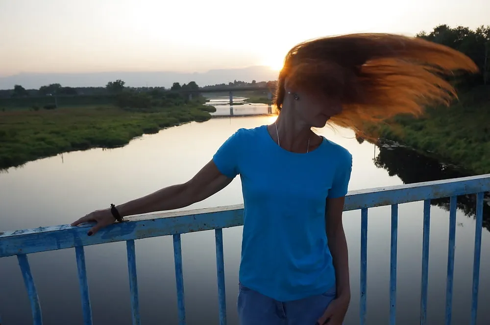 Flamehair in evening on the bridge #6