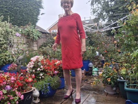 Red dress and tights