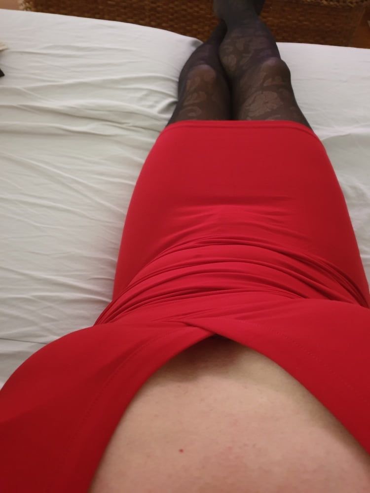 Toni254 red dress cock nylon