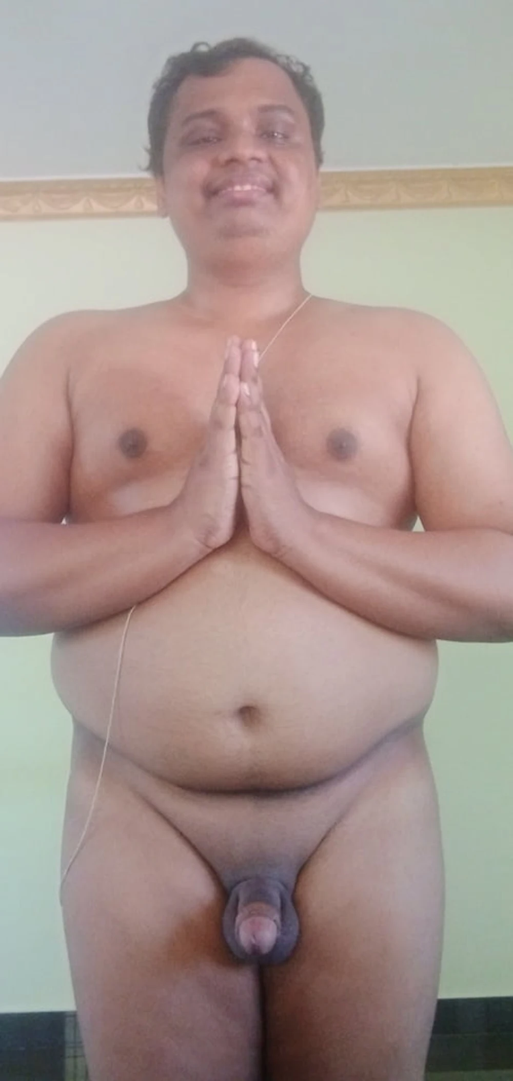 Indian guy showing his hairless cock