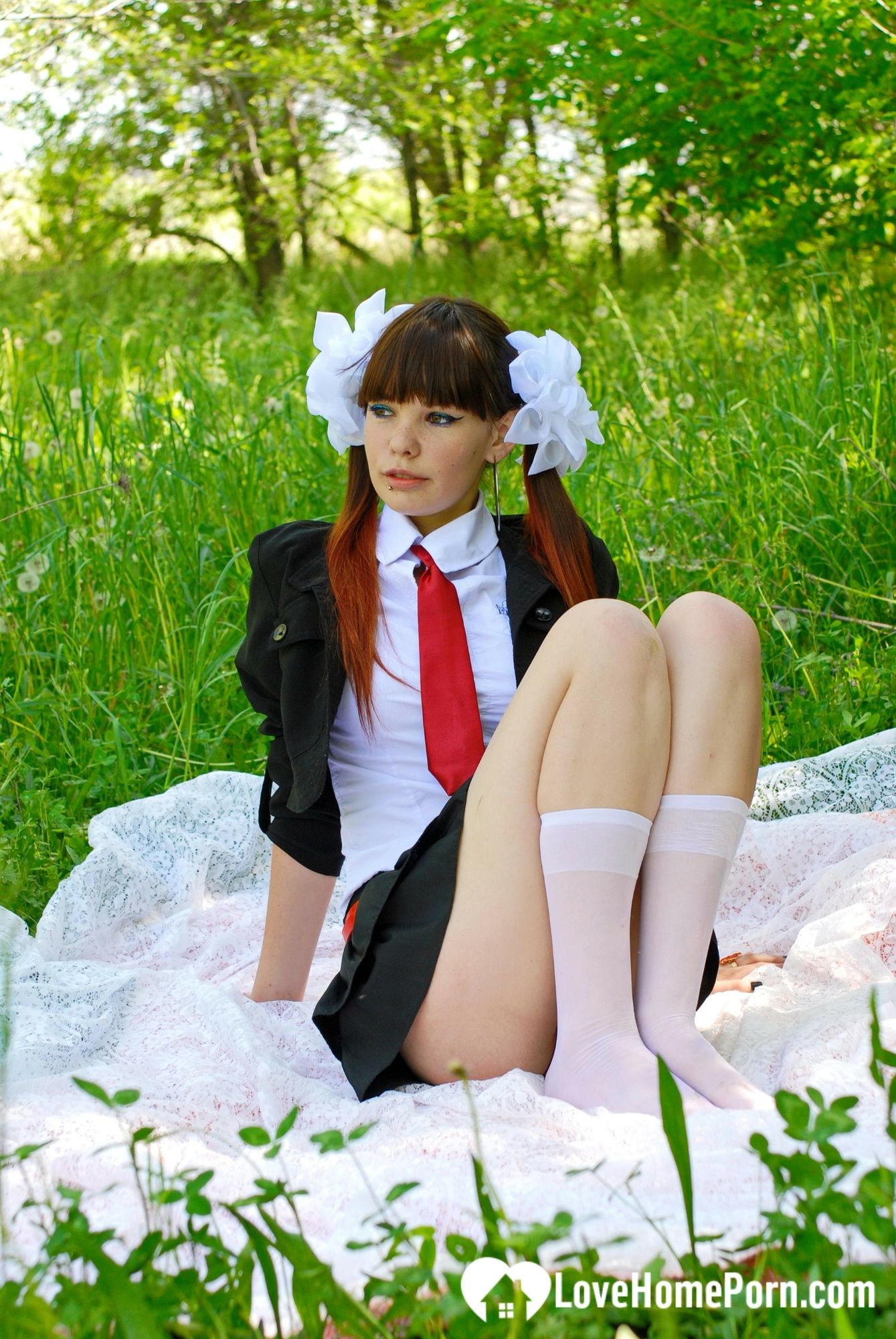 Schoolgirl turns a picnic into a teasing session #52