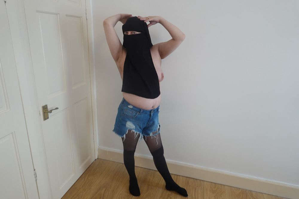 Wearing Shorts and pantyhose in Niqab  #6