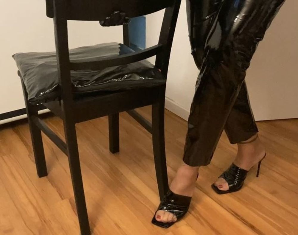 Vinyl Leggings and High Heel Mules #3