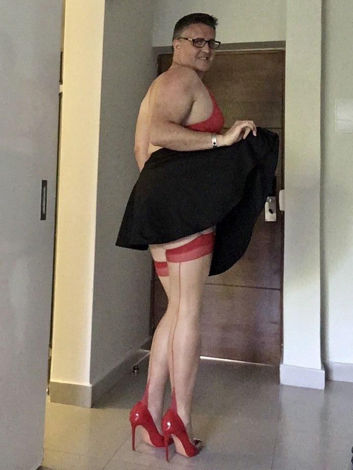 Red Seemed Stockings #44