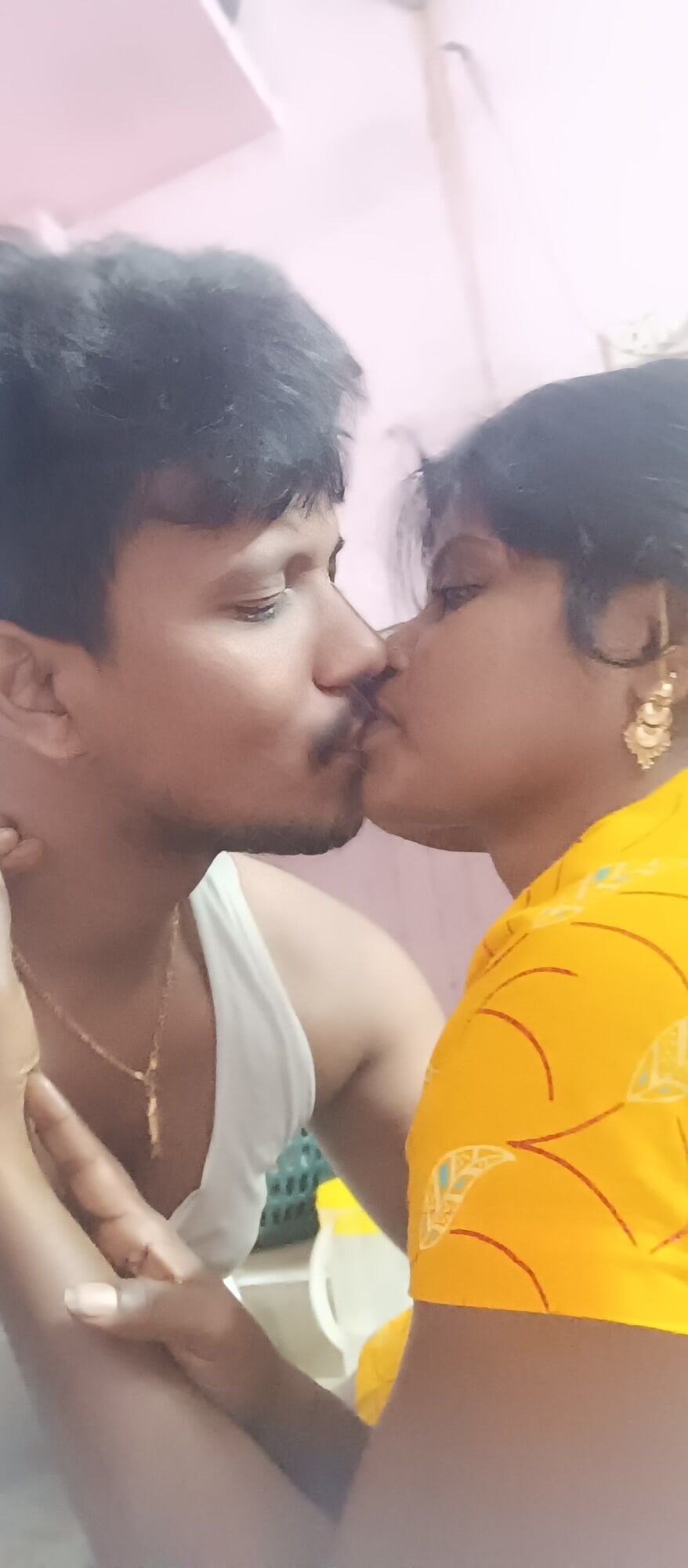 Indian wife and husband kissing #2