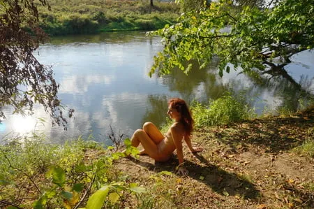 sitting on the beach istra river         