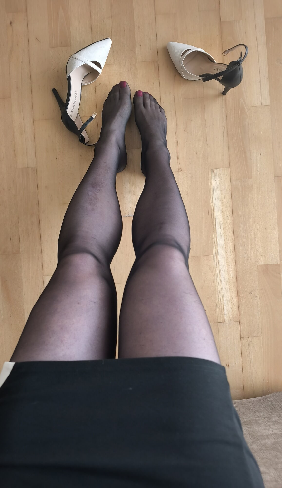 Black pantyhose and lovely short dress #5