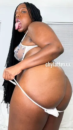 sexy ebony bbw chy latte creamy dildo squirt and white thong         