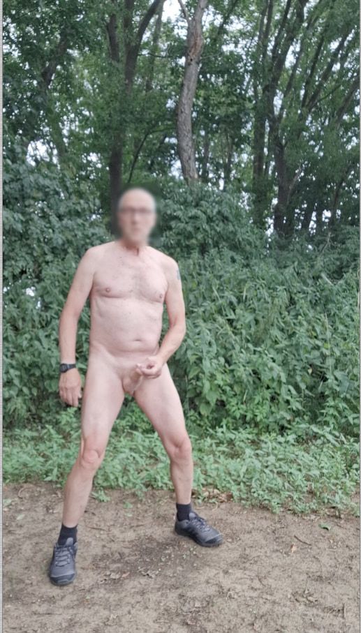 exhibitionist public forest naked sexshow edging cumshot #33