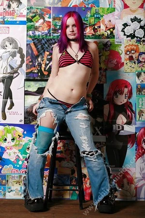 anime junkie girl doing strip tease        