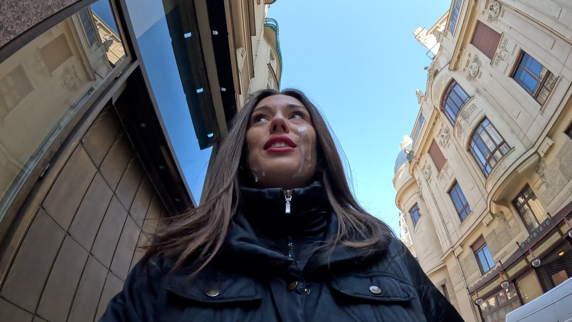 Aleya Sun Cum walk and Wetting in the center of Prague #8