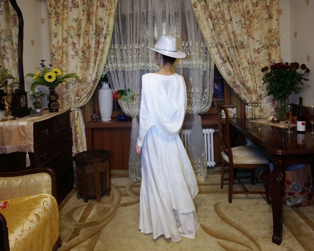 In Wedding Dress and White Hat #18