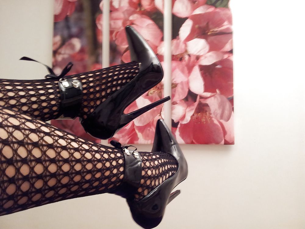 Fishnets and extreme fetish heels #13
