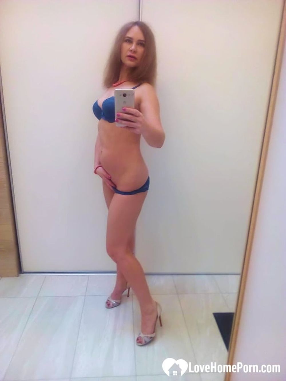 Taking selfies in my new blue lingerie #39