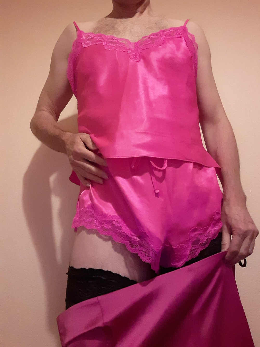 DebbieSmall Stripping down to Stockings & Cami Top #7