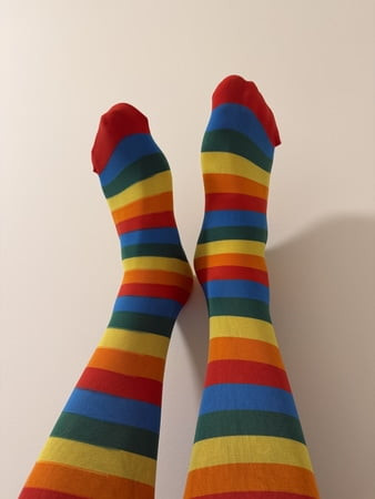 Rainbow pantyhose feet