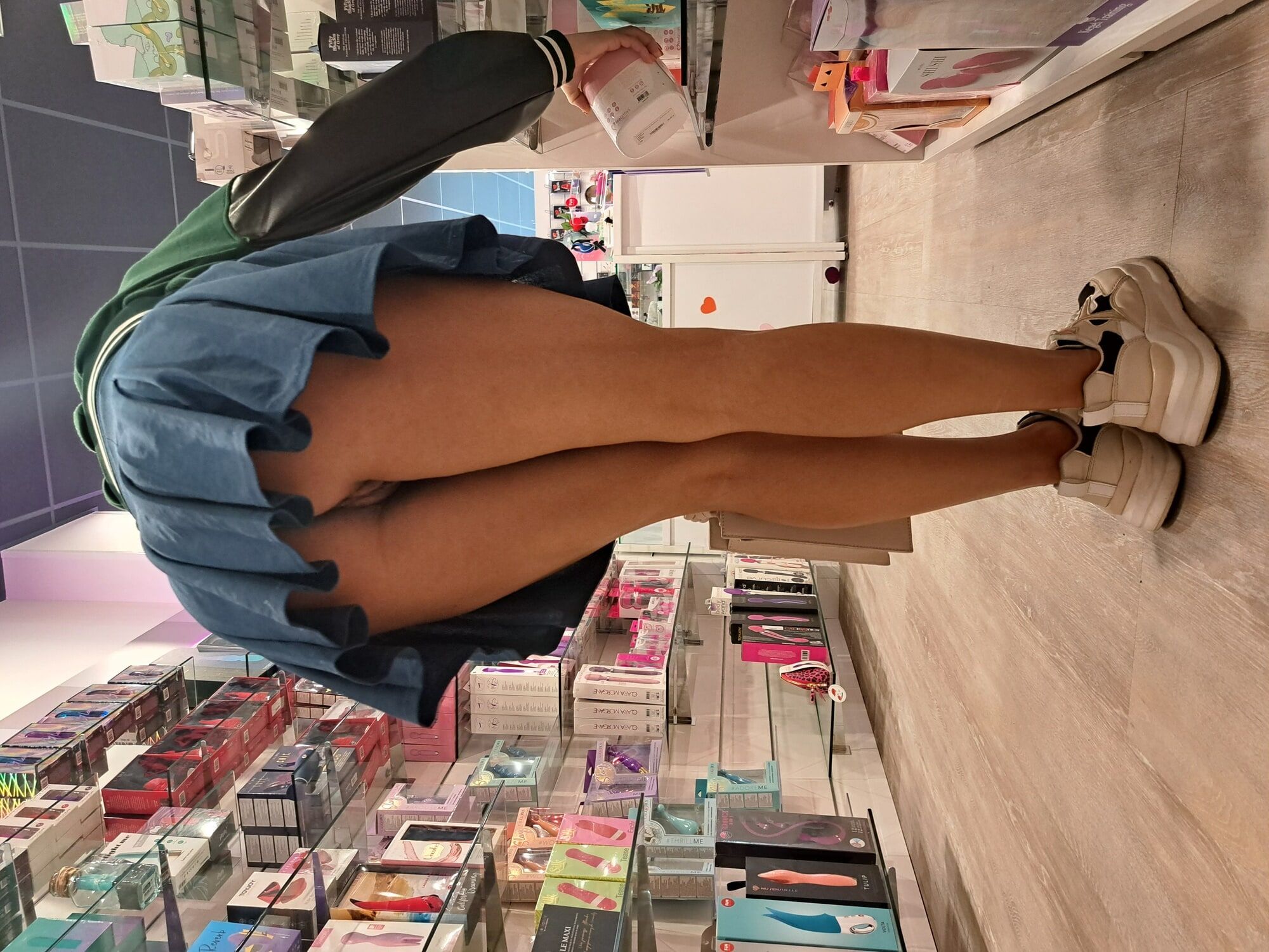 Shopping on skirt without panties on #11