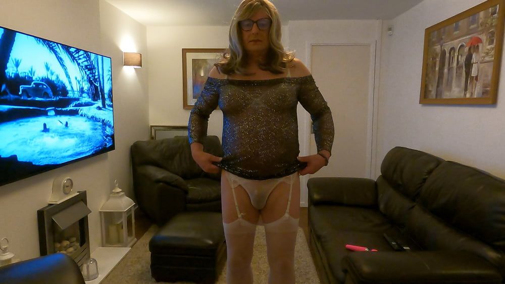 Crossdresser Kellycd2022 in white stockings and heels  #16