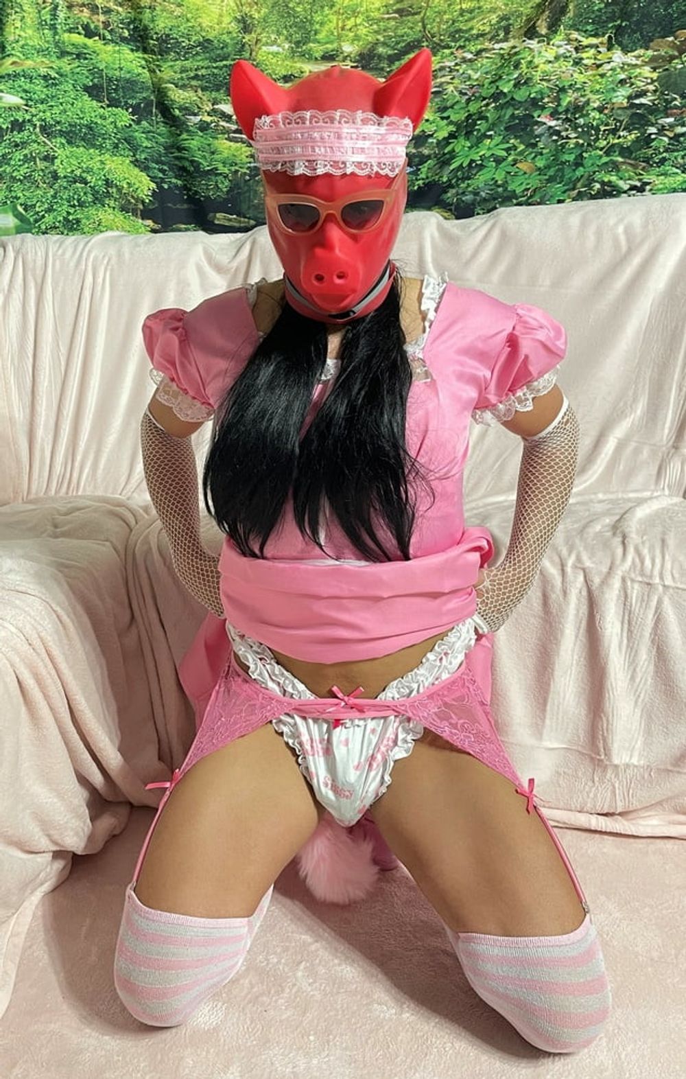 Sissy Wearing A Pink Dress, Heels And Chastity Cage (Pt. 1) #12